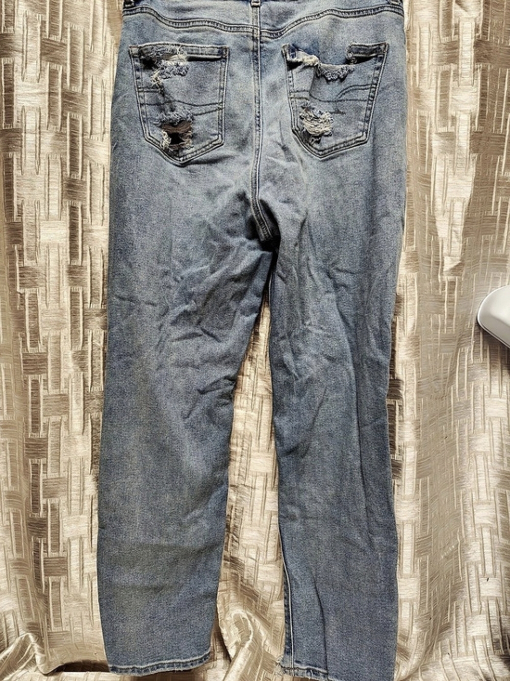 American Eagle AE Ripped Mom Jean Distressed Skinny Jeans Blue Medium (10)